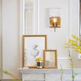 Brass Wall Sconce Light Fixture With Crystal Accent - Traditionary Metal Design