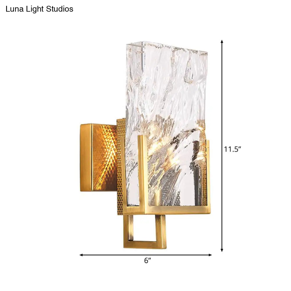 Brass Wall Sconce Light Fixture With Crystal Accent - Traditionary Metal Design