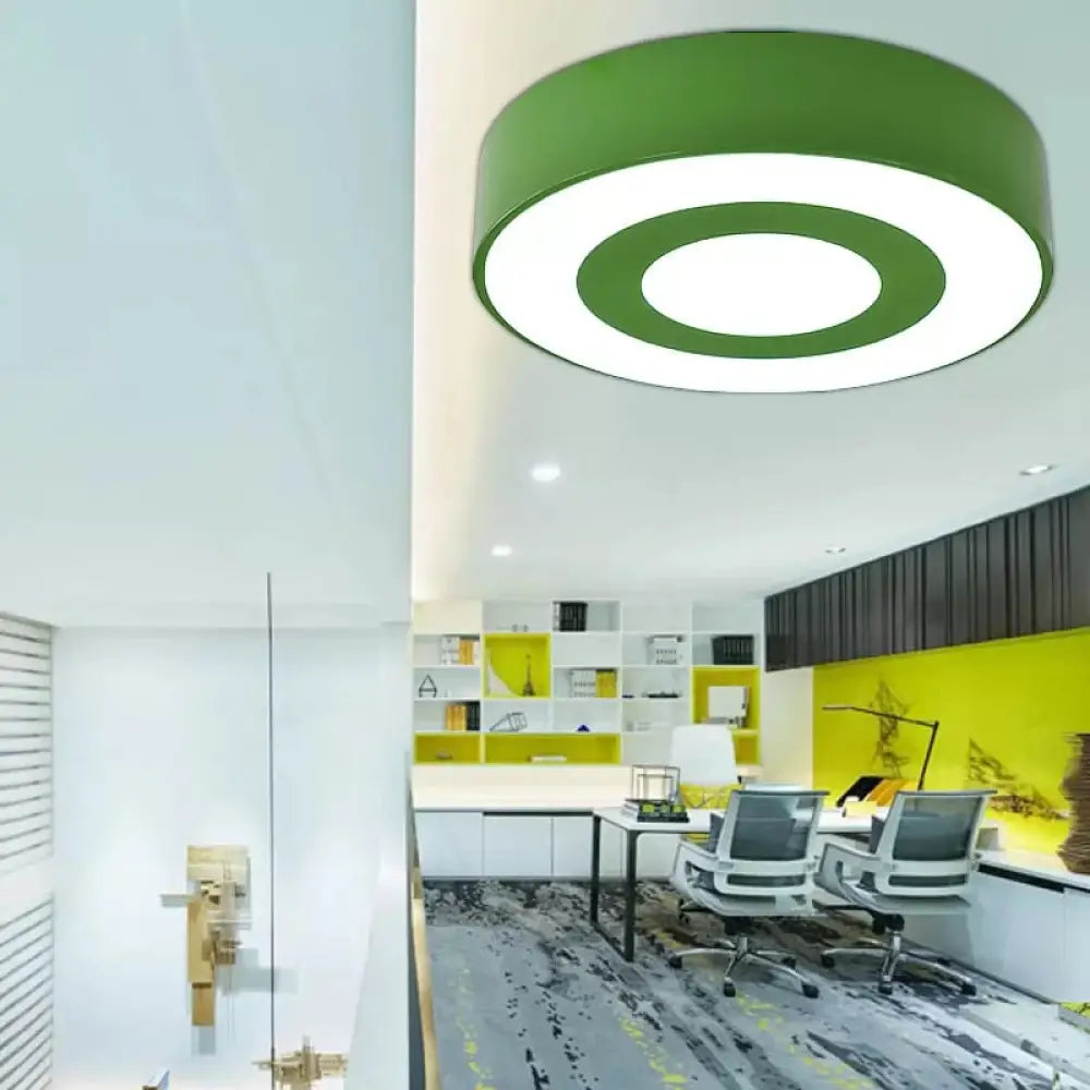 Bright-Colored Acrylic Flush Mount Ceiling Light For Kindergarten With Kids Concentric Circle Design