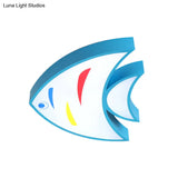 Bright Fish Pendant Light: Vibrant Acrylic Hanging For Kindergarten Hallway