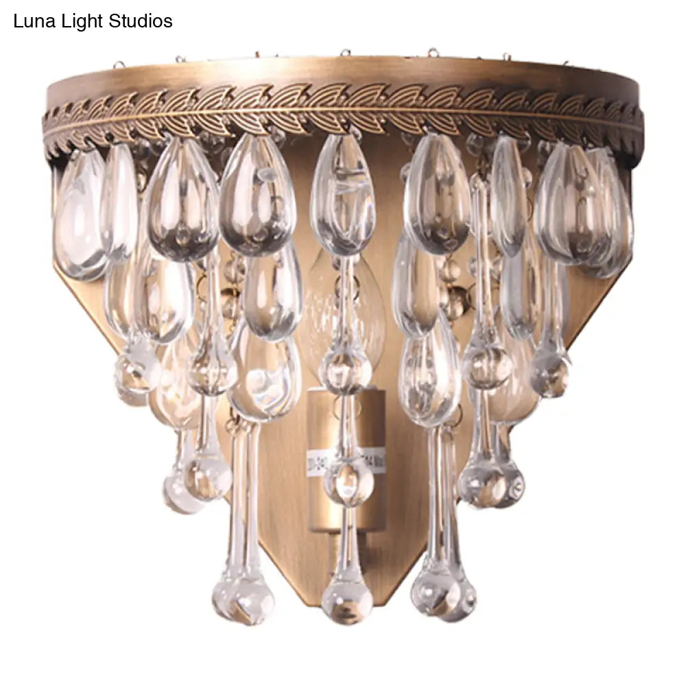 Bronze 1 Light Wall Sconce With Countryside Crystal Teardrop Design