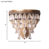 Bronze 1 Light Wall Sconce With Countryside Crystal Teardrop Design