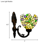 Bronze Baroque Flower Sconce With Hand Cut Glass - Swirl Arm Wall Mounted Lighting