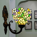 Bronze Baroque Flower Sconce With Hand Cut Glass - Swirl Arm Wall Mounted Lighting