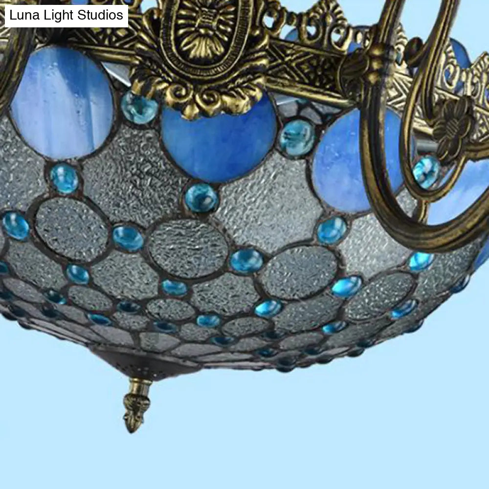 Bronze Beaded Chandelier Lamp - Antique Style 3/8/11 Lights Cut Glass Hanging Kit For Living Room