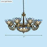 Bronze Beaded Chandelier Lamp - Antique Style 3/8/11 Lights Cut Glass Hanging Kit For Living Room
