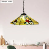 Bronze Chandelier With Hand-Cut Glass And 3 Tapered Lights - Perfect For Mediterranean Dining Rooms