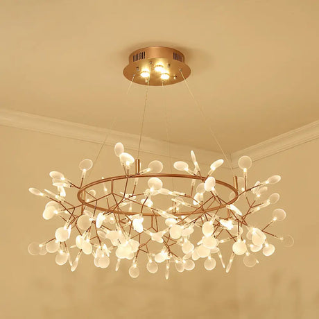 Bronze Designer Led Heracleum Chandelier: Acrylic Living Room Pendant Light Fixture 108 / Warm