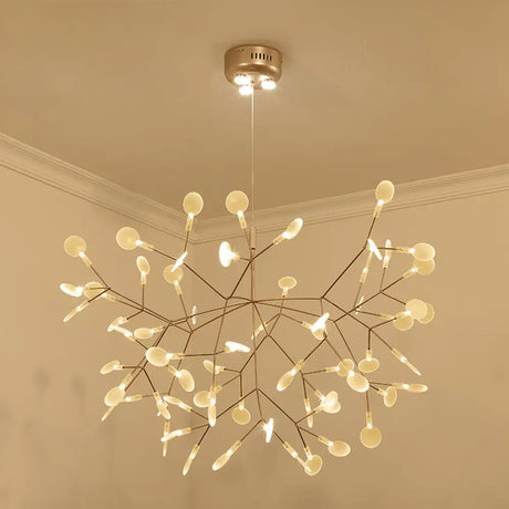 Bronze Designer Led Heracleum Chandelier: Acrylic Living Room Pendant Light Fixture 63 / Warm