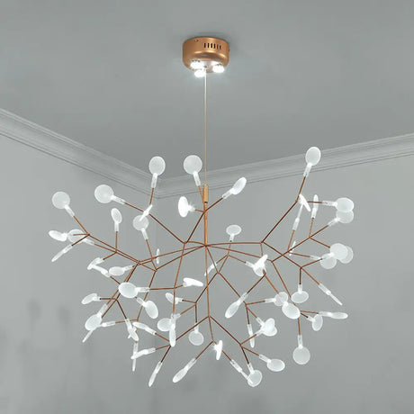 Bronze Designer Led Heracleum Chandelier: Acrylic Living Room Pendant Light Fixture 63 / White