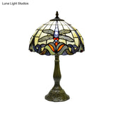 Bronze Dragonfly Tiffany Night Light Table Lamp With Hand-Cut Glass For Bedside