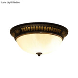 Bronze Glass Led Flush Light Fixture In Traditional Dome Shape For Ceiling 12.5’/15’ Width
