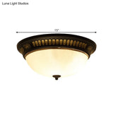 Bronze Glass Led Flush Light Fixture In Traditional Dome Shape For Ceiling 12.5’/15’ Width