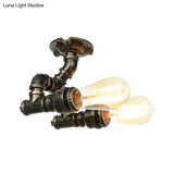 Bronze Industrial Semi Flush Light Fixture With Bare Bulb Design