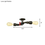 Bronze Industrial Semi Flush Light Fixture With Bare Bulb Design