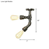 Bronze Industrial Semi Flush Light Fixture With Bare Bulb Design