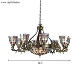 Bronze Jeweled Chandelier Lighting Fixture With Mediterranean Cut Glass - Antique Design Multiple