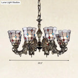 Bronze Jeweled Chandelier Lighting Fixture With Mediterranean Cut Glass - Antique Design Multiple