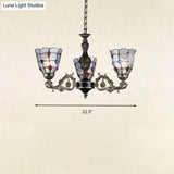 Bronze Jeweled Chandelier Lighting Fixture With Mediterranean Cut Glass - Antique Design Multiple