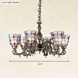 Bronze Jeweled Chandelier Lighting Fixture With Mediterranean Cut Glass - Antique Design Multiple