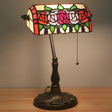 Bronze Mediterranean Stained Glass Desk Lamp With Rose Night Lighting