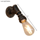 Bronze Metal Wall Mount Light With Naked Bulb Design - Single Industrial Lighting Fixture