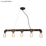 Bronze Steampunk Water Pipe Island Light Wrought Iron Suspended Fixture
