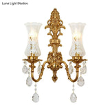 Bronze Wall Lamp Fixture: Clear Glass Vase Shaped Retro Style K9 Crystal Lighting