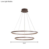 Brown 4 Tier Minimalistic Acrylic Led Ring Chandelier For Dining Room