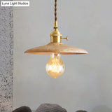 Brown/Beige Conical Living Room Suspension Light - 1 Contemporary Hanging Lamp In Wood Finish