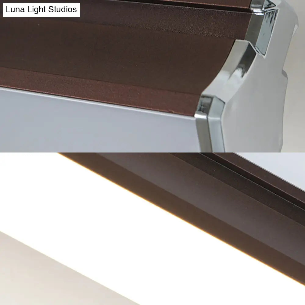 Brown Elongated Vanity Light Fixture - 16/22.5 Wide Classic Metal Led Sconce Lamp White/Warm
