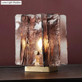 Brown Glass Modernist Task Lamp With Brass Metal Base