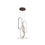 Oval Frame Multi Pendant Led Down Lighting- Metallic Brown Finish With Warm/White Light