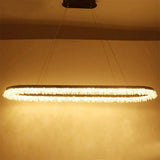 Brown Oval Crystal Led Chandelier Light Fixture With Suspension For Contemporary Lighting In