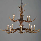 Brown Resin Chandelier Light Fixture - Traditional Antler Ceiling Lighting For Living Room 12 /