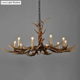 Brown Resin Chandelier Light Fixture - Traditional Antler Ceiling Lighting For Living Room