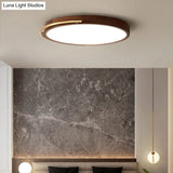 Brown Round Wooden Led Ceiling Light Fixture - 13’/17’ Diameter Flush Mount Lamp Kit