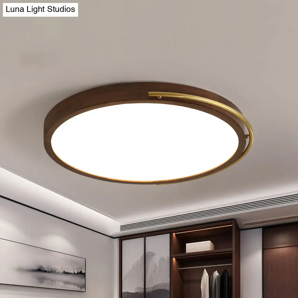 Brown Round Wooden Led Ceiling Light Fixture - 13’/17’ Diameter Flush Mount Lamp Kit