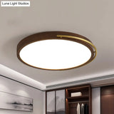 Brown Round Wooden Led Ceiling Light Fixture - 13’/17’ Diameter Flush Mount Lamp Kit