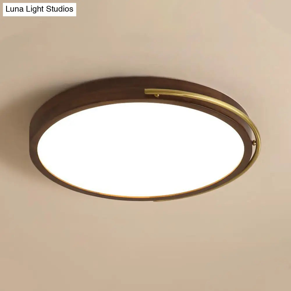 Brown Round Wooden Led Ceiling Light Fixture - 13’/17’ Diameter Flush Mount Lamp Kit