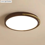 Brown Round Wooden Led Ceiling Light Fixture - 13’/17’ Diameter Flush Mount Lamp Kit