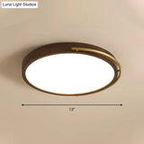 Brown Round Wooden Led Ceiling Light Fixture - 13’/17’ Diameter Flush Mount Lamp Kit