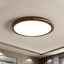 Brown Round Wooden Led Ceiling Light Fixture - 13’/17’ Diameter Flush Mount Lamp Kit / 13’