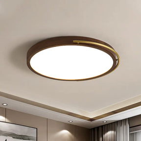 Brown Round Wooden Led Ceiling Light Fixture - 13’/17’ Diameter Flush Mount Lamp Kit / 13’