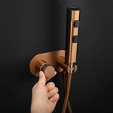 Brush Rose Gold Hand Held Bidet Sprayer Douche Toilet Kit Brass Bidet Faucet Set Hot and Cold Valve Set Jet Bathroom