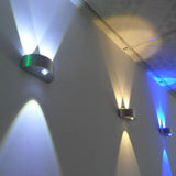 Brushed Silver Led Flush Mount Wall Light - Modern Metallic Semicircle Sconce With Blue/Red/Green /