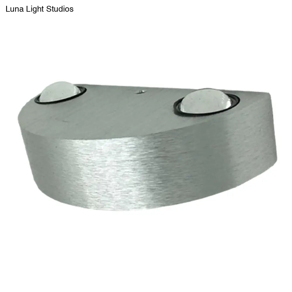 Brushed Silver Led Flush Mount Wall Light - Modern Metallic Semicircle Sconce With Blue/Red/Green