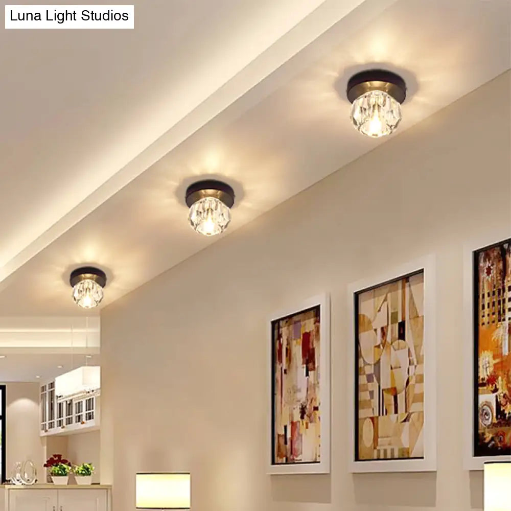 Bud - Shaped Led Crystal Flush Mount Ceiling Light - Modern Design For Corridors