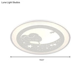 Bunny Moon Led Ceiling Lamp For Kindergarten With Animal Mount Light In White