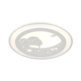 Bunny Moon Led Ceiling Lamp For Kindergarten With Animal Mount Light In White